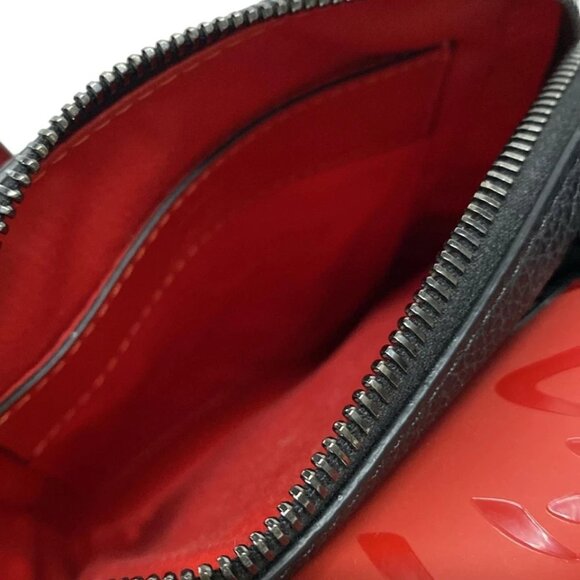 CHRISTIAN LOUBOUTIN Benesch Reporter  Black Red Leather Shoulder Bag 557-082225 - Picture 12 of 14